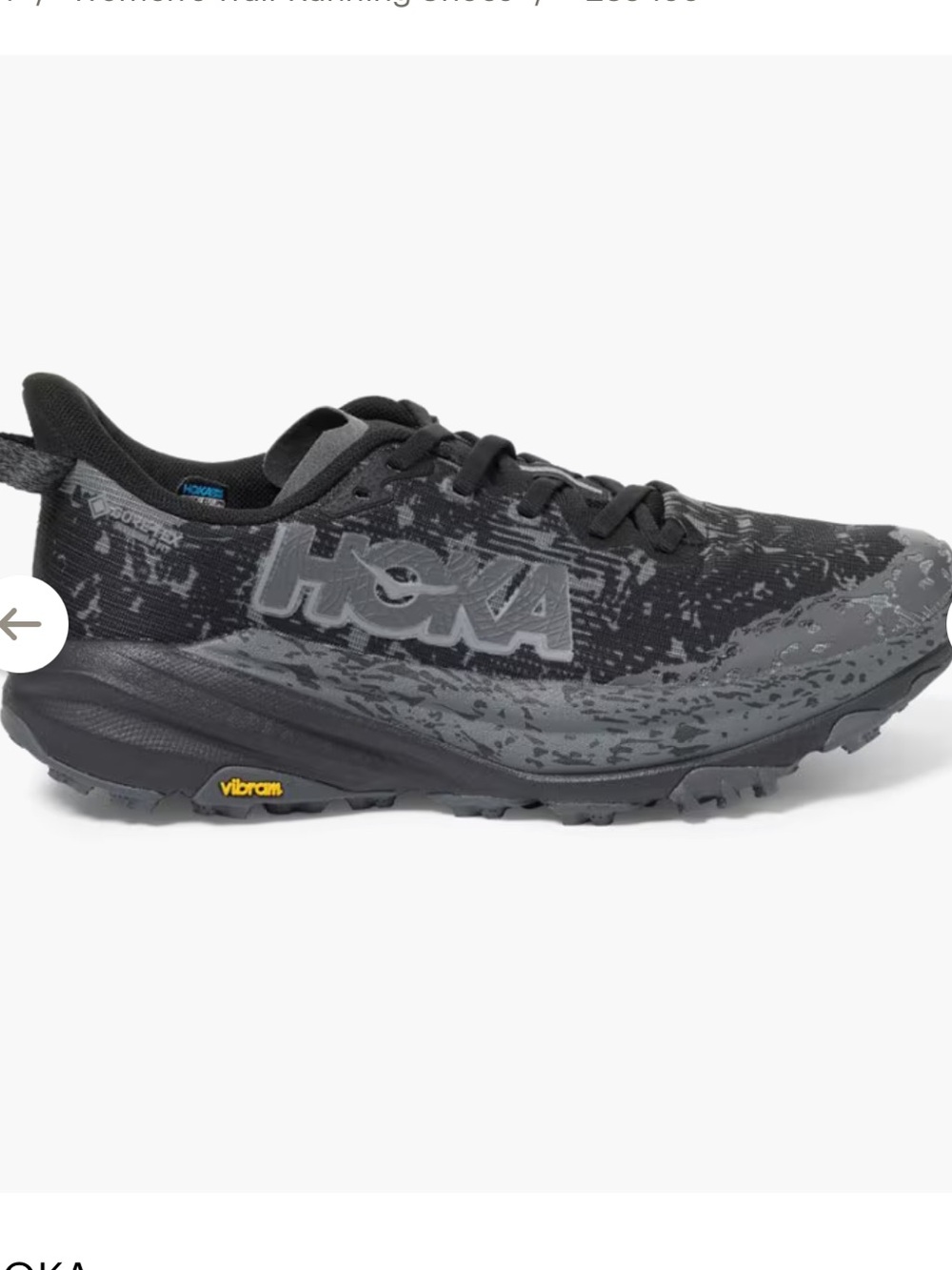 NWT Hoka Speedgoat 6 GTX Women's Trail Sneakers - Black/Gray Sz 6.5B